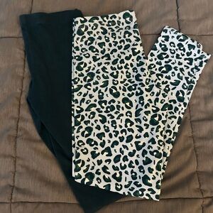 Leopard Print and Black Kids Leggings